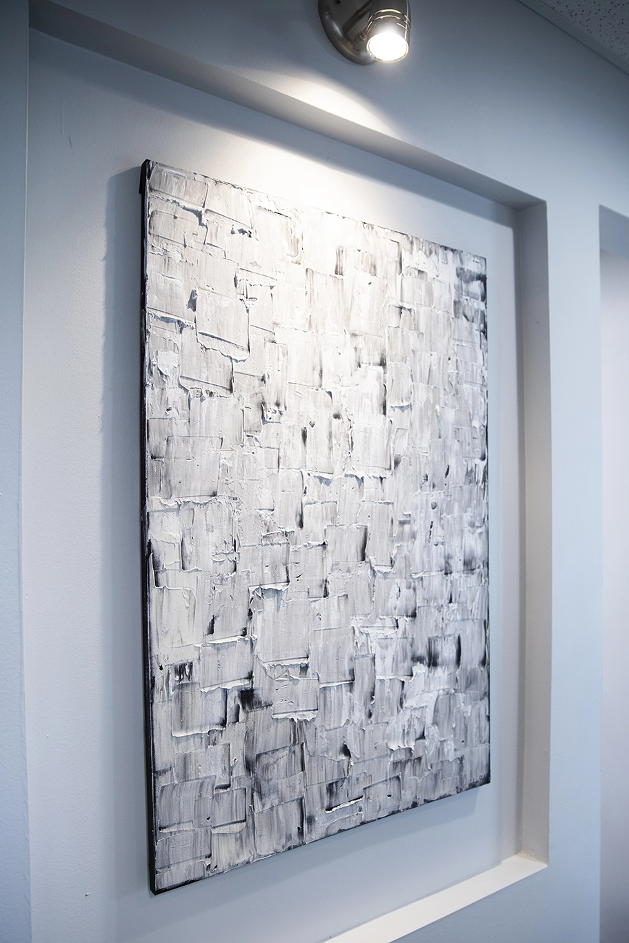 Black and white monochrome abstract art piece showing texture